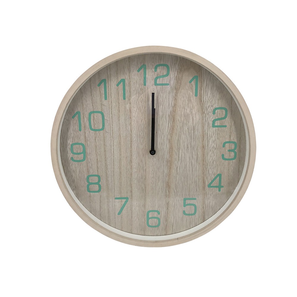 horloge ronde bois chiffres vert (GiFi-554060X)