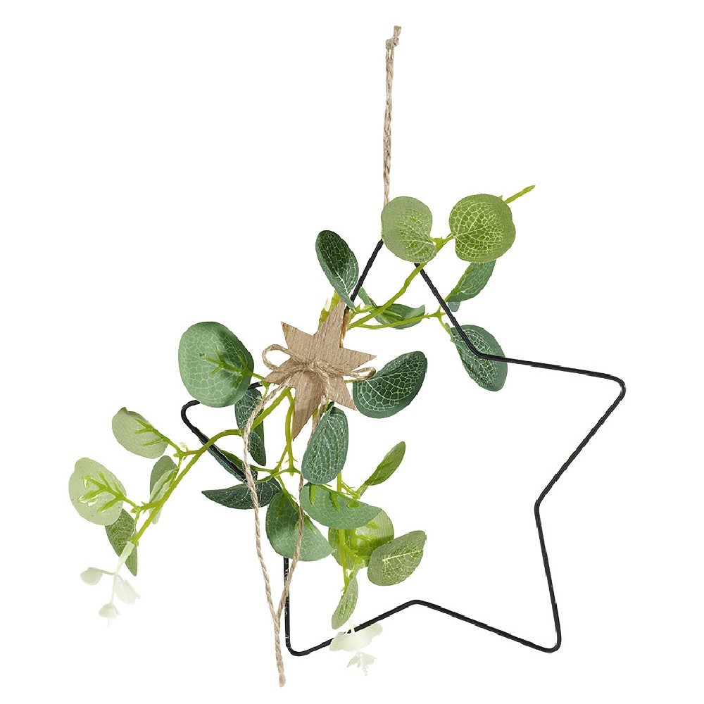 suspension Étoile de noël en métal décor feuilles d'eucalyptus (GiFi-554089X)