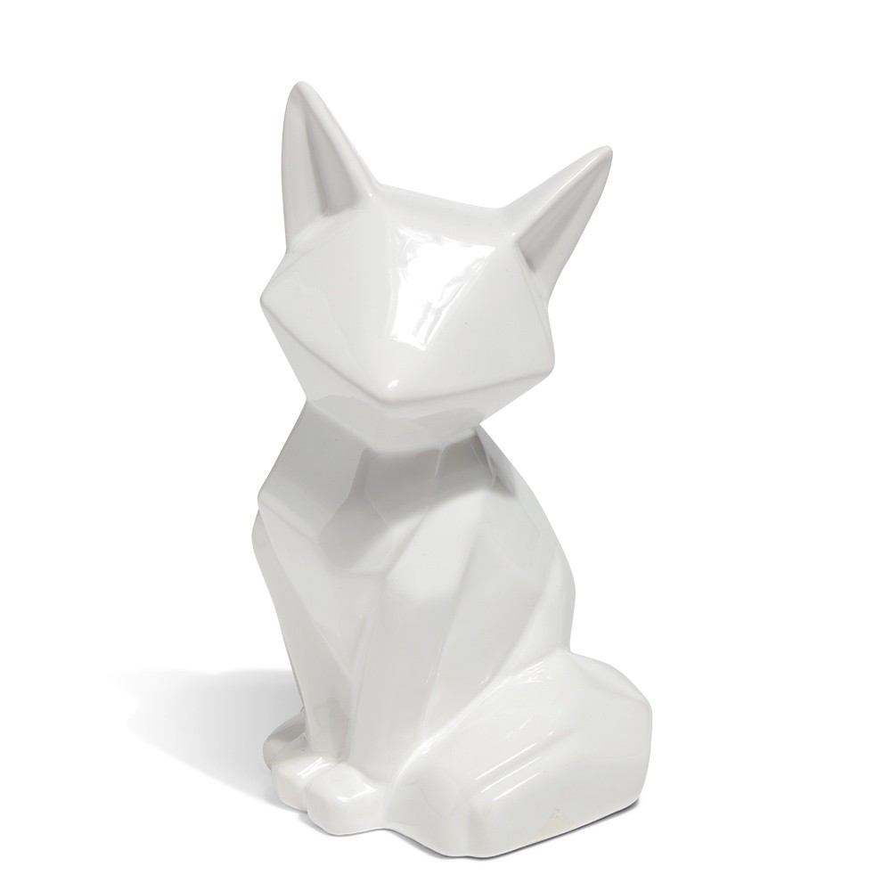 tirelire renard origami en céramique blanc (GiFi-554106X)