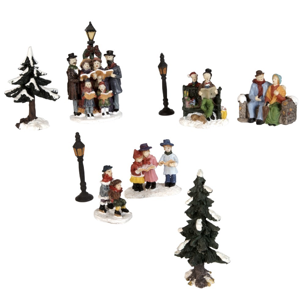 figurine de noël pour village miniature x9 (GiFi-554154X)