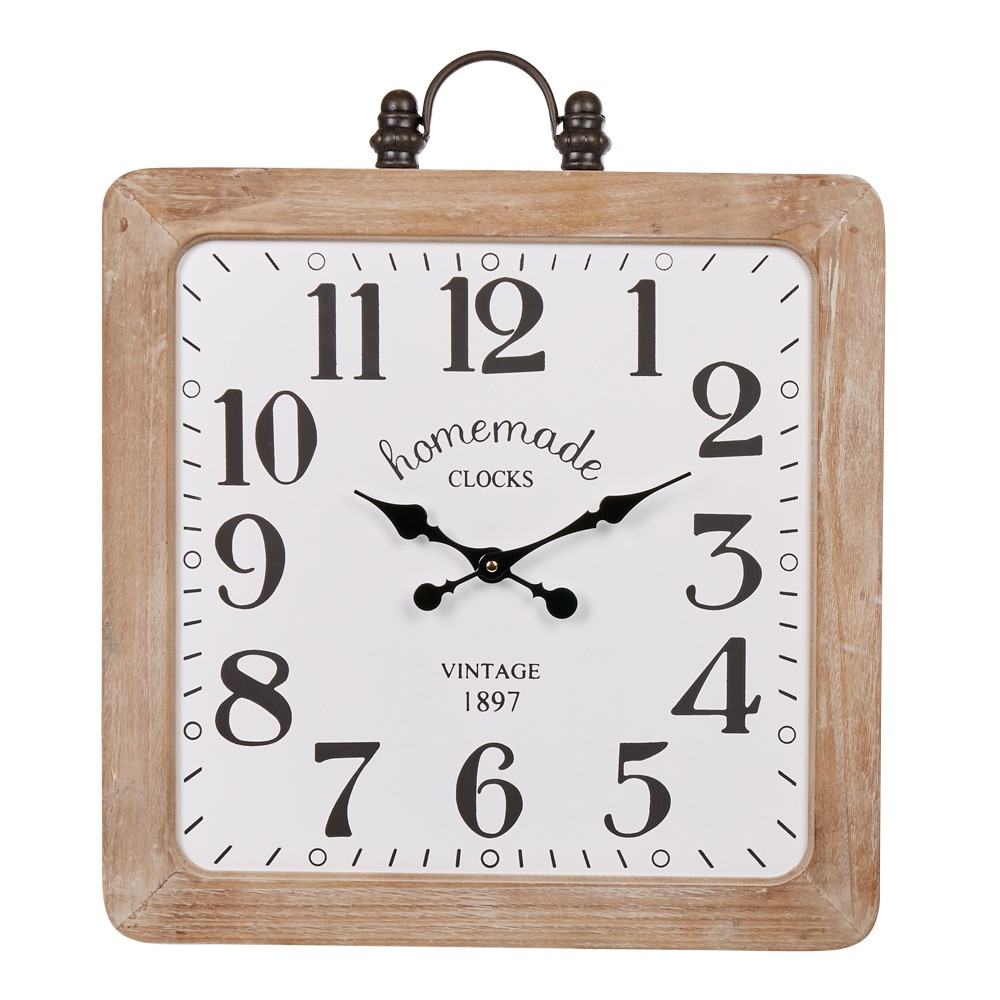 horloge carrée effet émaillé en bois (GiFi-554436X)
