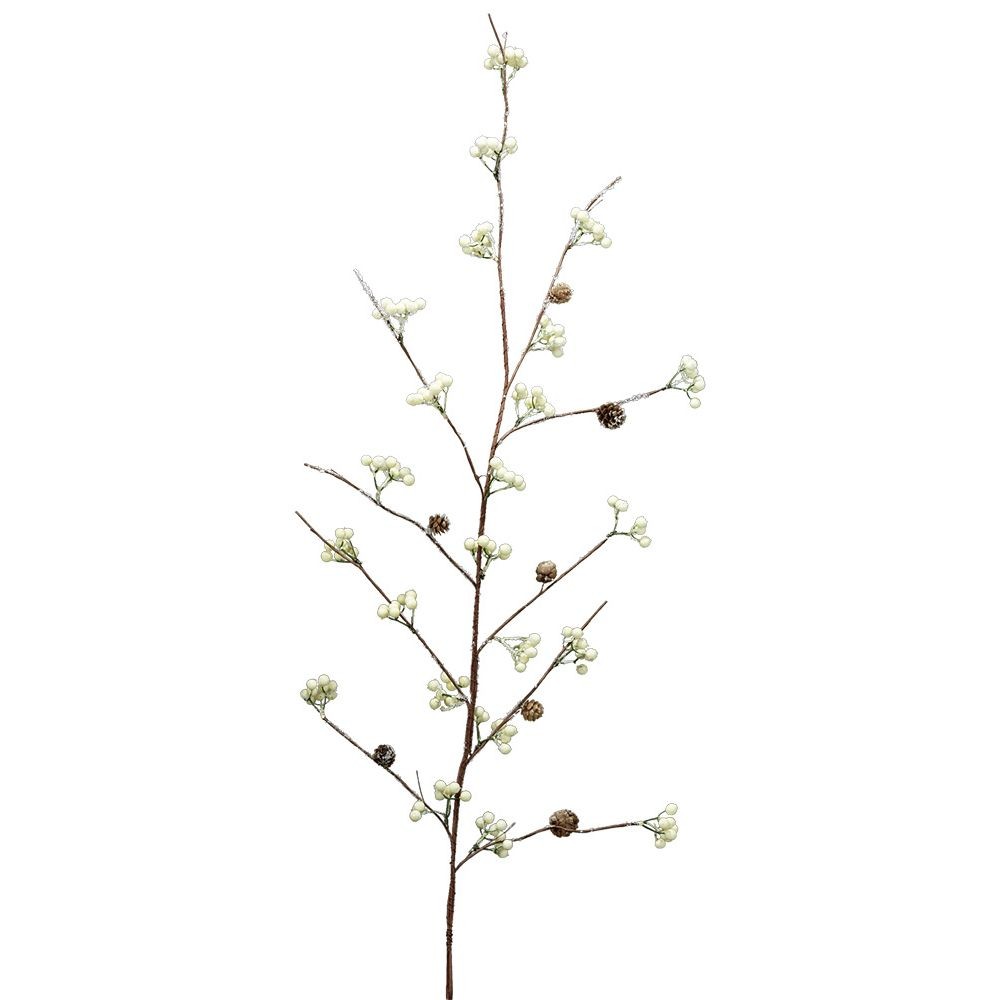 guirlande de noël branche de baies blanches effet givré l.120 cm (GiFi-555792X)