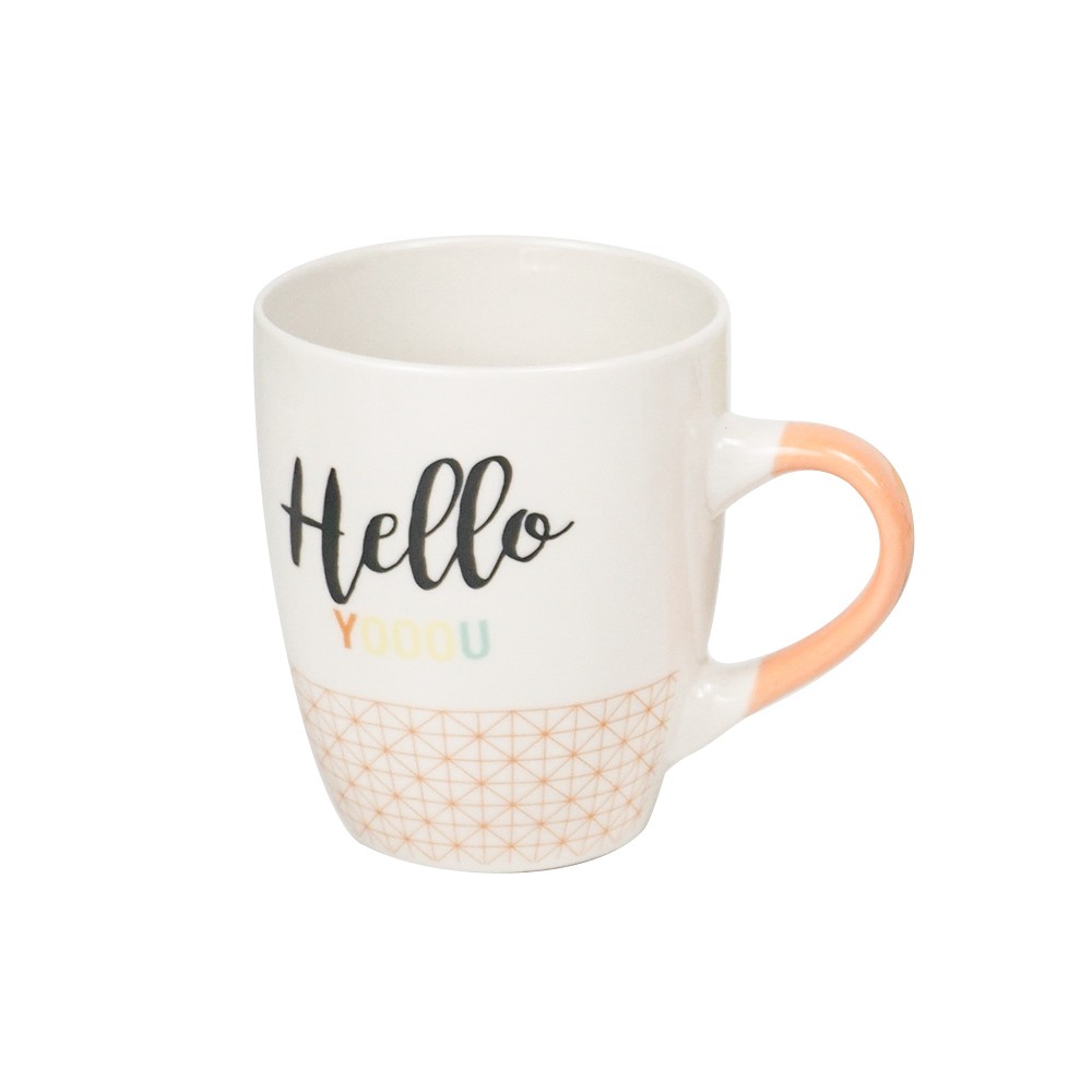 mug en porcelaine orange avec inscription "hello you" 33 cl (GiFi-556472X)