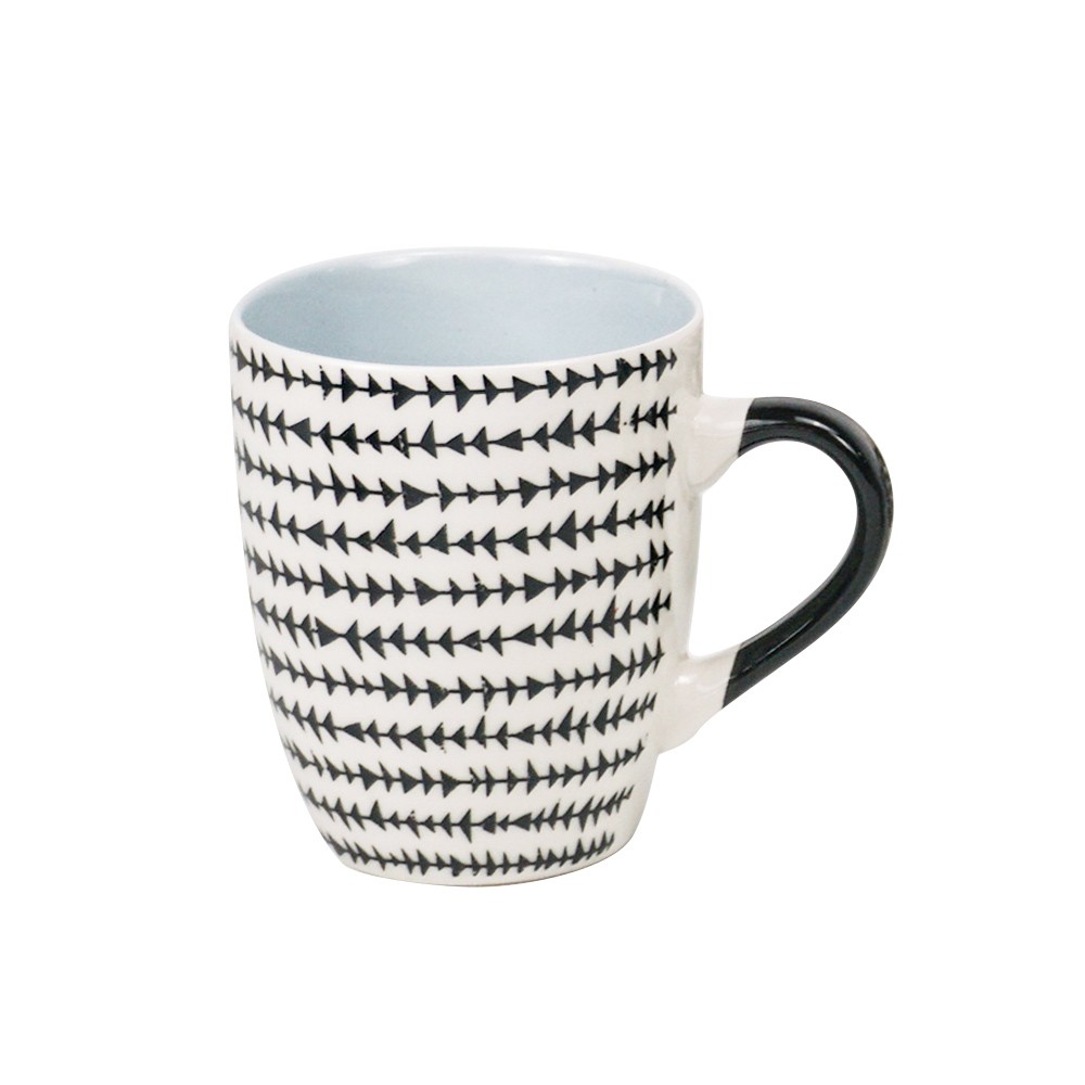 mug en porcelaine motif graphique noir blanc 33 cl (GiFi-556477X)