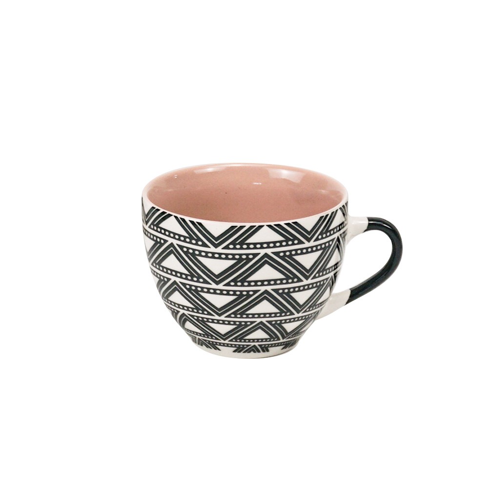 tasse à café en porcelaine motif graphique noir blanc 22 cl (GiFi-556478X)