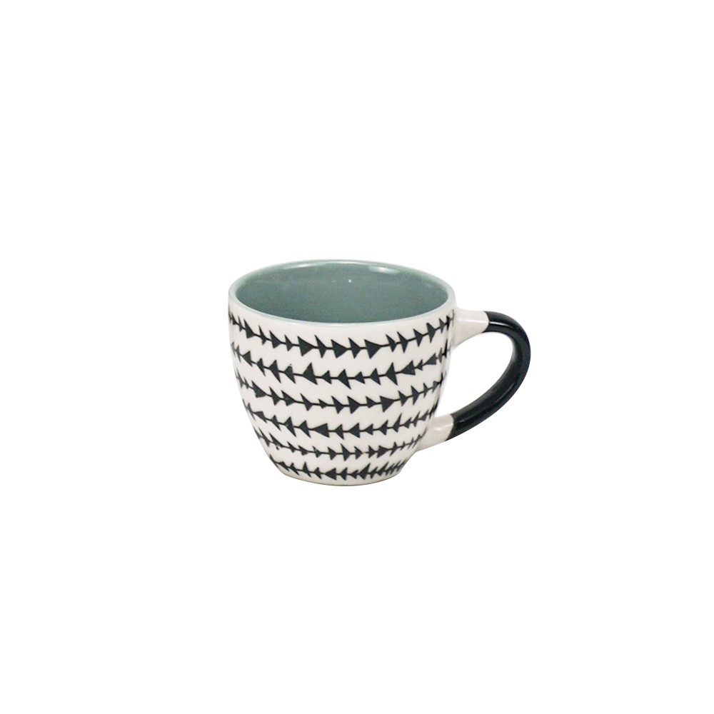 tasse à expresso porcelaine motif graphique noir blanc 9 cl (GiFi-556479X)