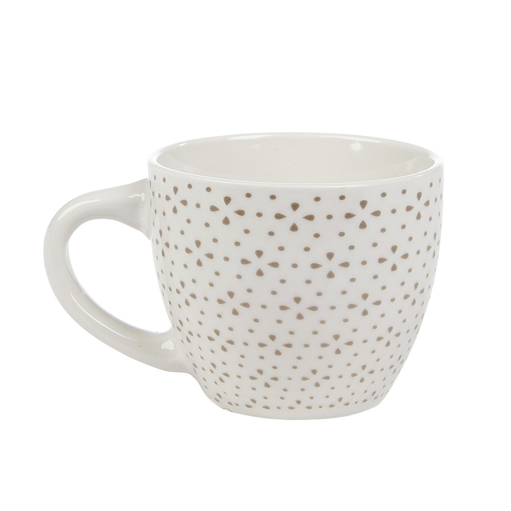tasse à expresso porcelaine blanc à motif fleur taupe 9 cl (GiFi-556494X)