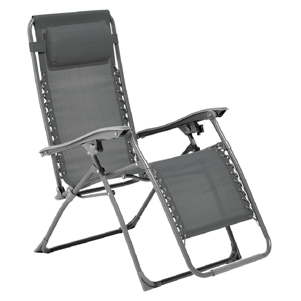 fauteuil relax inclinable avec têtière gris (GiFi-558330X)