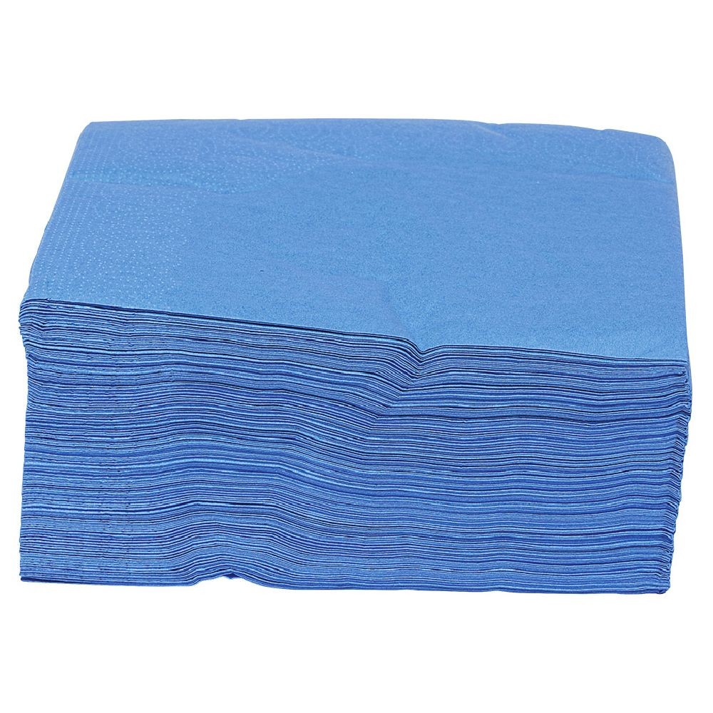 serviette en papier ouate bleu 2 plis 33x33cm x100 (GiFi-559761X)