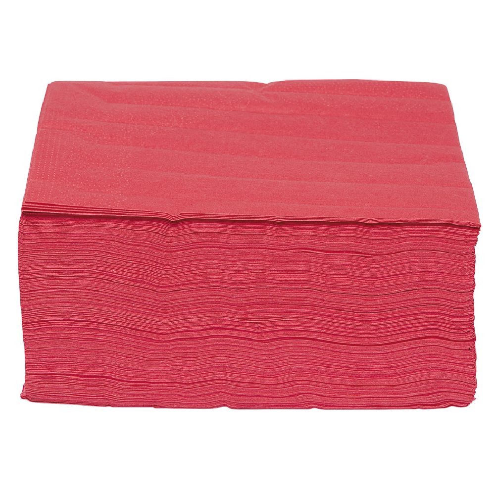 serviette en papier ouate rouge 2 plis 33x33cm x100 (GiFi-559762X)