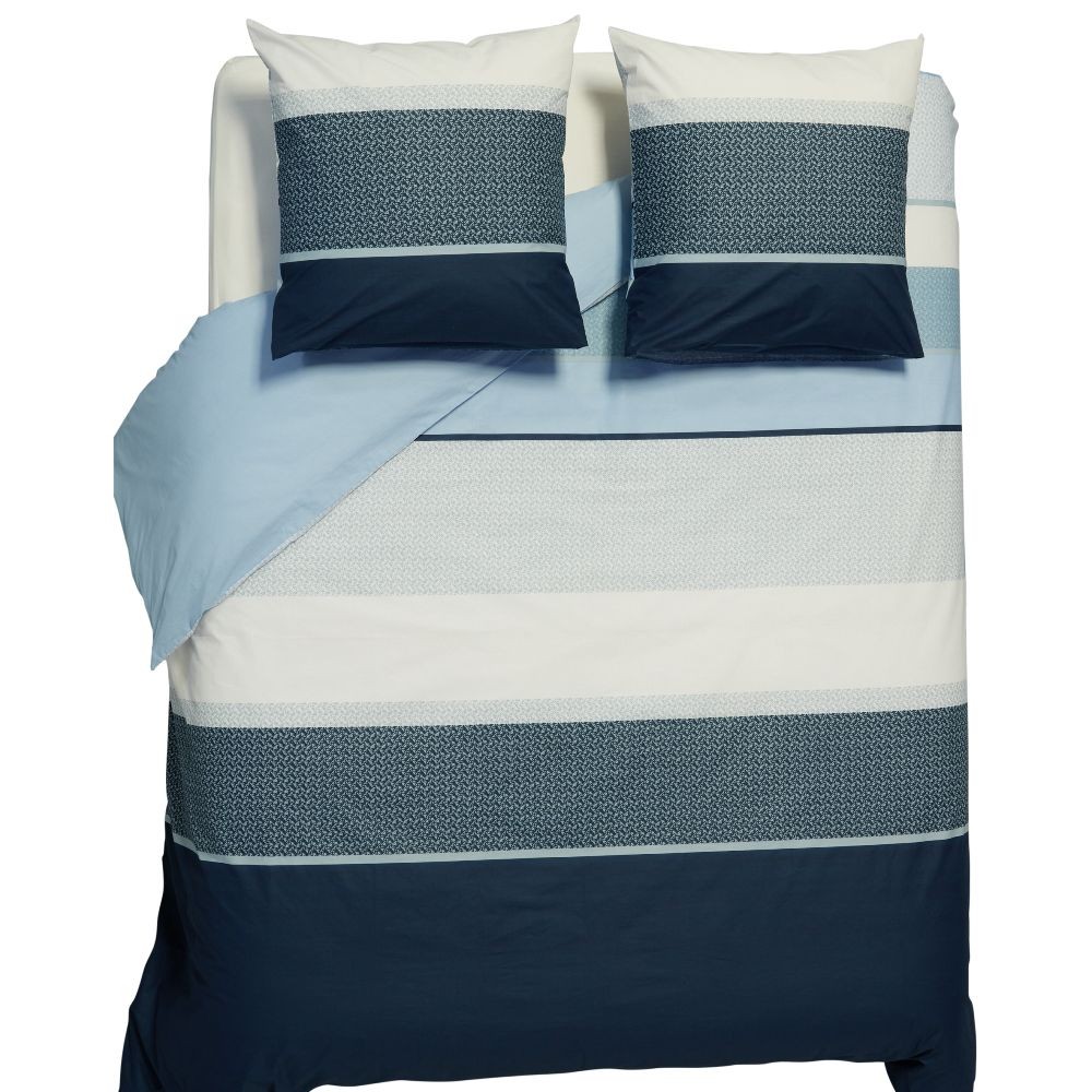 parure de lit en coton motif rayures bleues 220x240 cm (GiFi-559944X)