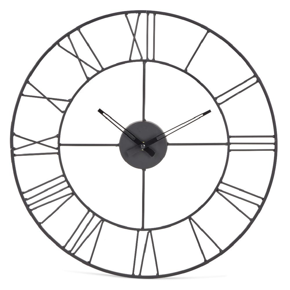 horloge ronde métal ajouré chiffres romains noir Ø45 cm (GiFi-560374X)