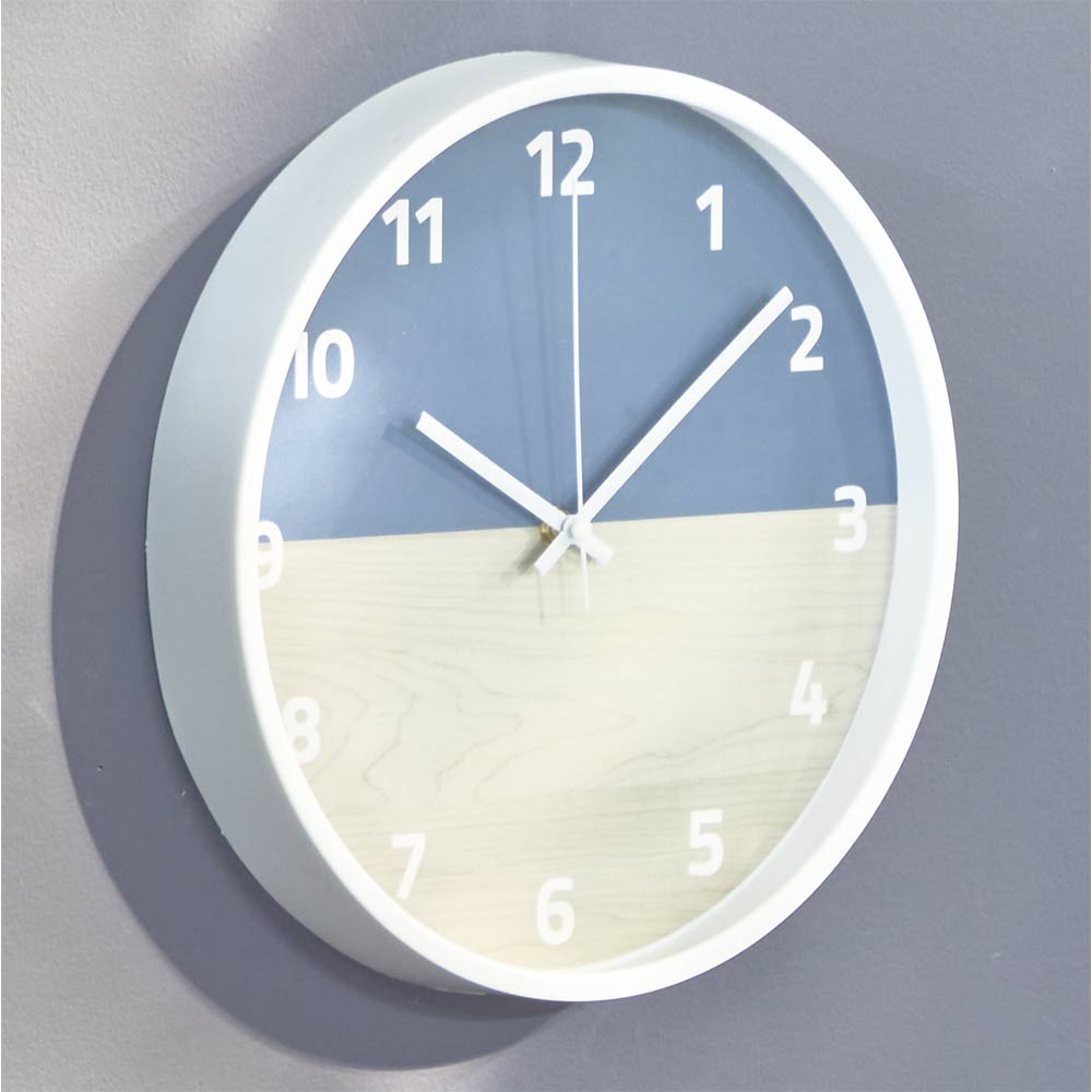 horloge ronde effet bois bicolore bleu et beige Ø30 cm (GiFi-560376X)