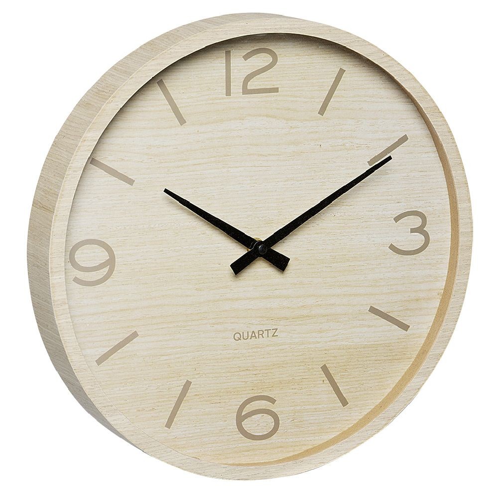 horloge ronde moderne en bois mdf naturel (GiFi-560378X)