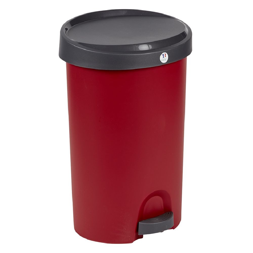 poubelle à pédale rouge et gris 30 l (GiFi-561175X)
