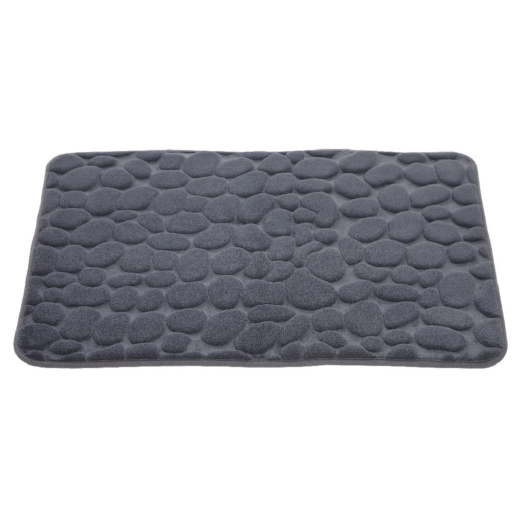 tapis de salle de bain à mémoire de forme motif galet gris (GiFi-561441X)