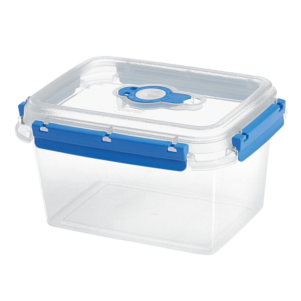 boîte alimentaire rectangulaire transparente bleu et blanc 1,5l (GiFi-562163X)