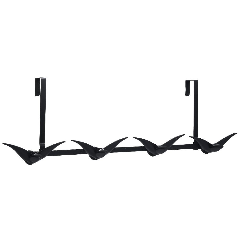 patère de porte 4 crochets forme bonhomme suspendu métal noir (GiFi-564317X)