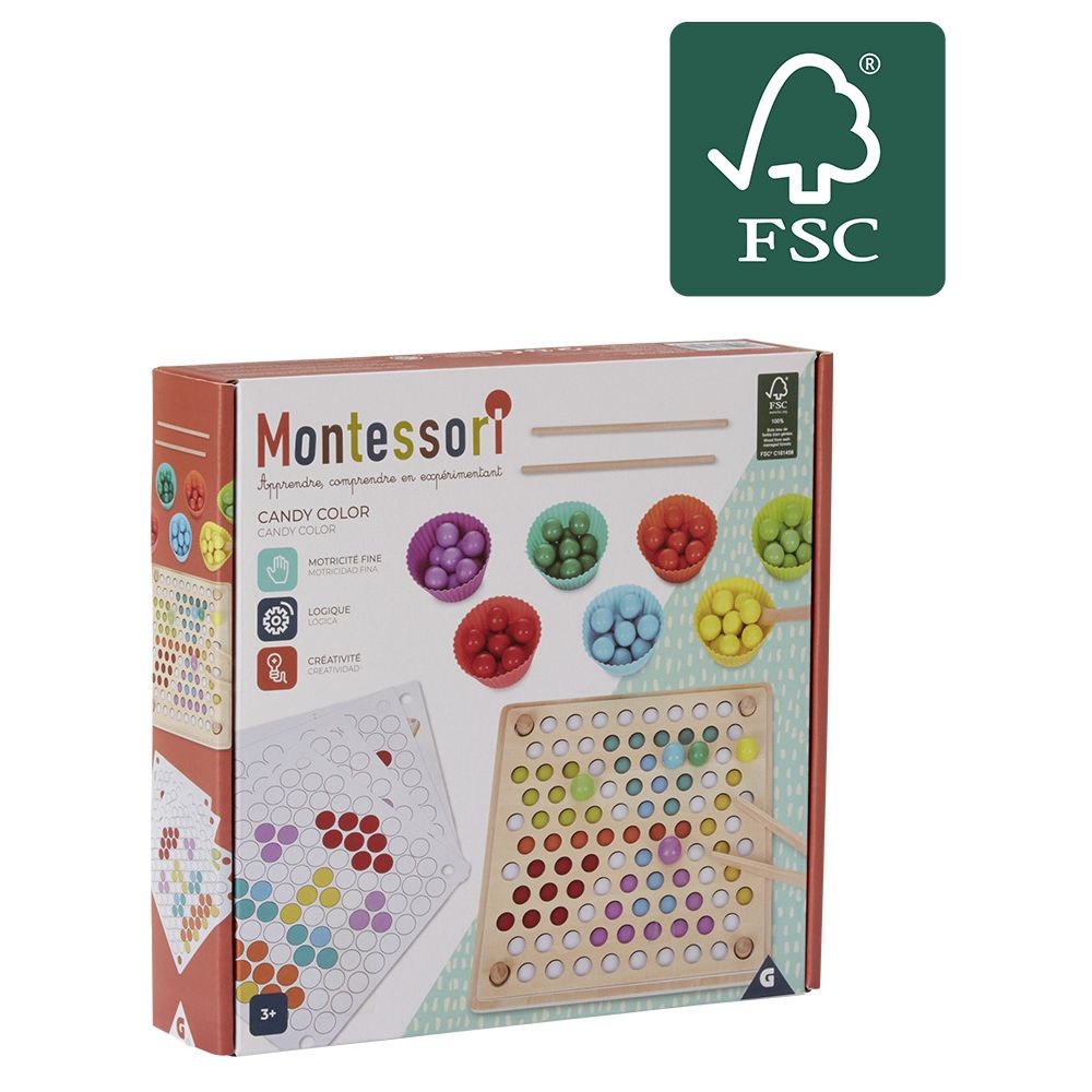jeu de perles multicolores en bois certifié fsc® candy color montessori (GiFi-565811X)