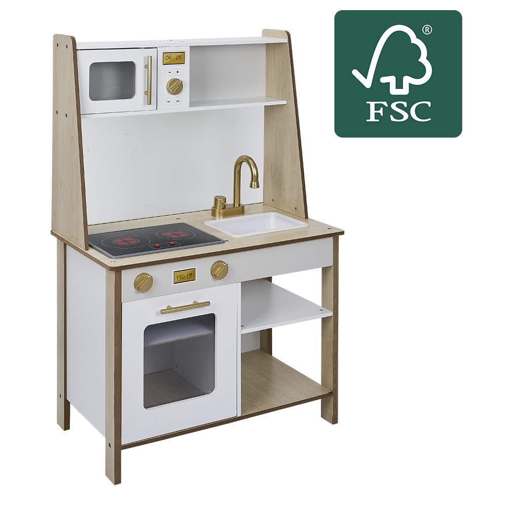 cuisine / stand de glace en bois certifié fsc® 2 en 1 (GiFi-565822X)