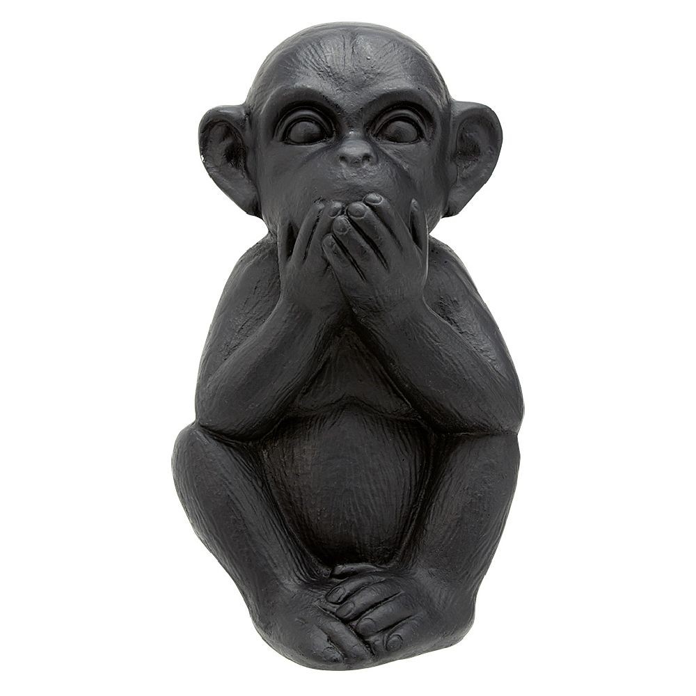 statue singe de la sagesse qui se cache la bouche (GiFi-569895X)