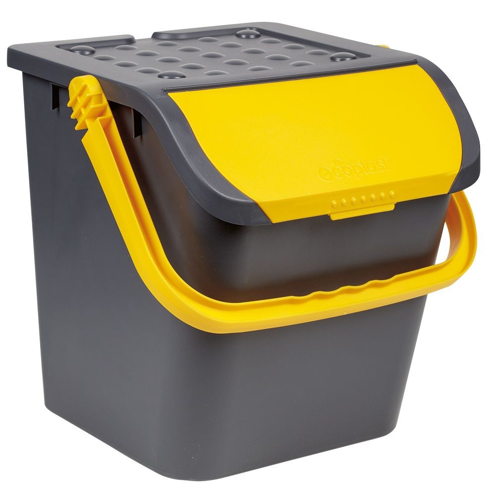poubelle écologique tris des déchets noir et jaune 28 l (GiFi-569935X)