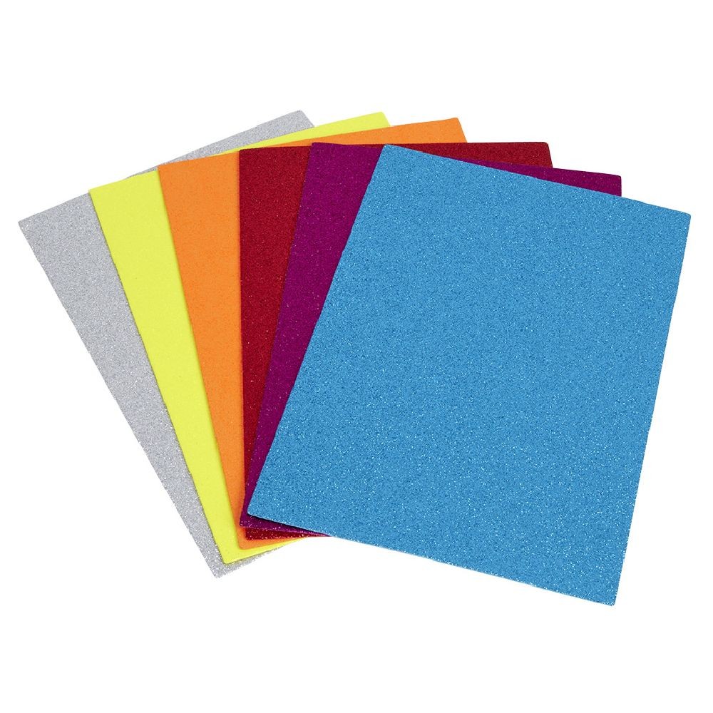 feuille en papier mousse coloré pailleté x6 (GiFi-569958X)
