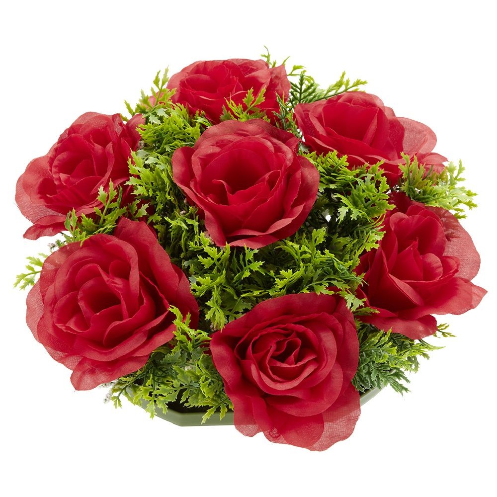 boule de fleurs artificielles rose et gypsophile rouge - 7 têtes (GiFi-570040X)