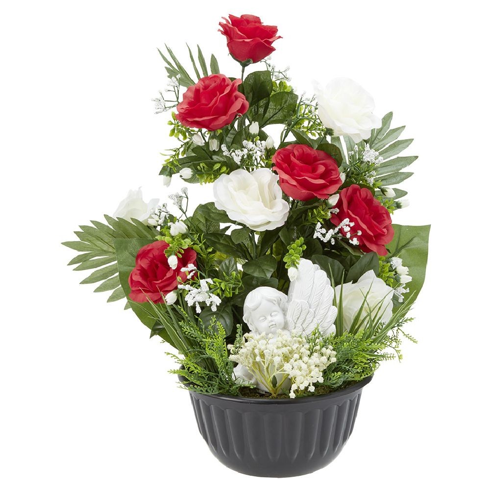 composition columbarium h54 cm rouge blanc - fleur artificielle (GiFi-570164X)