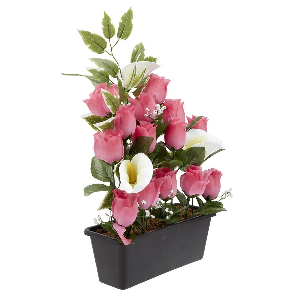 jardinière rose+arum 20 têtes rose (GiFi-570170X)