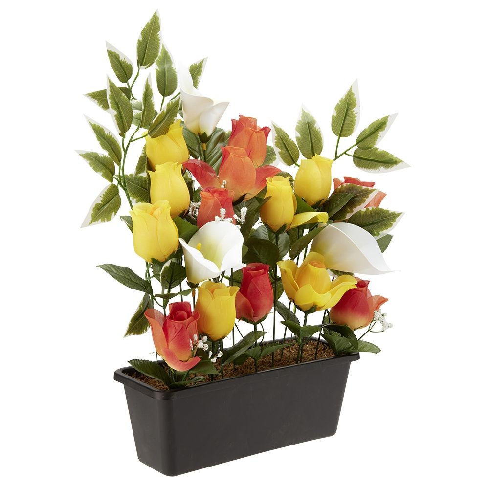 jardinière rose+arum 20 têtes orange jaune (GiFi-570181X)