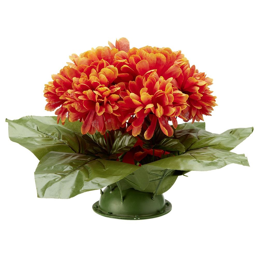coussin chrysanthème artificiel 15 têtes orange (GiFi-570210X)