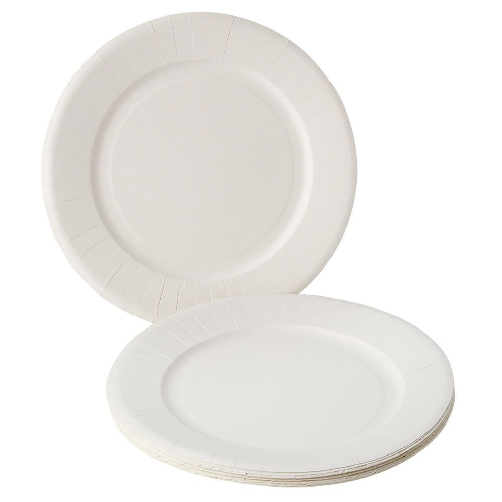 lot de 20 assiettes en carton blanc biodégradable Ø27 cm (GiFi-570439X)