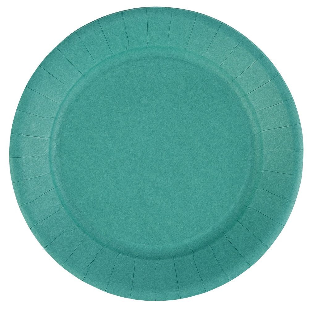 assiette en carton vert émeraude biodégradable Ø23 cm x10 (GiFi-570465X)