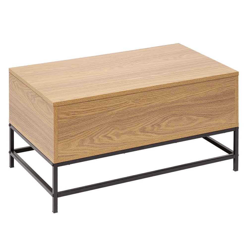table basse avec plateau relevable couleur chêne et noir (GiFi-571347X)