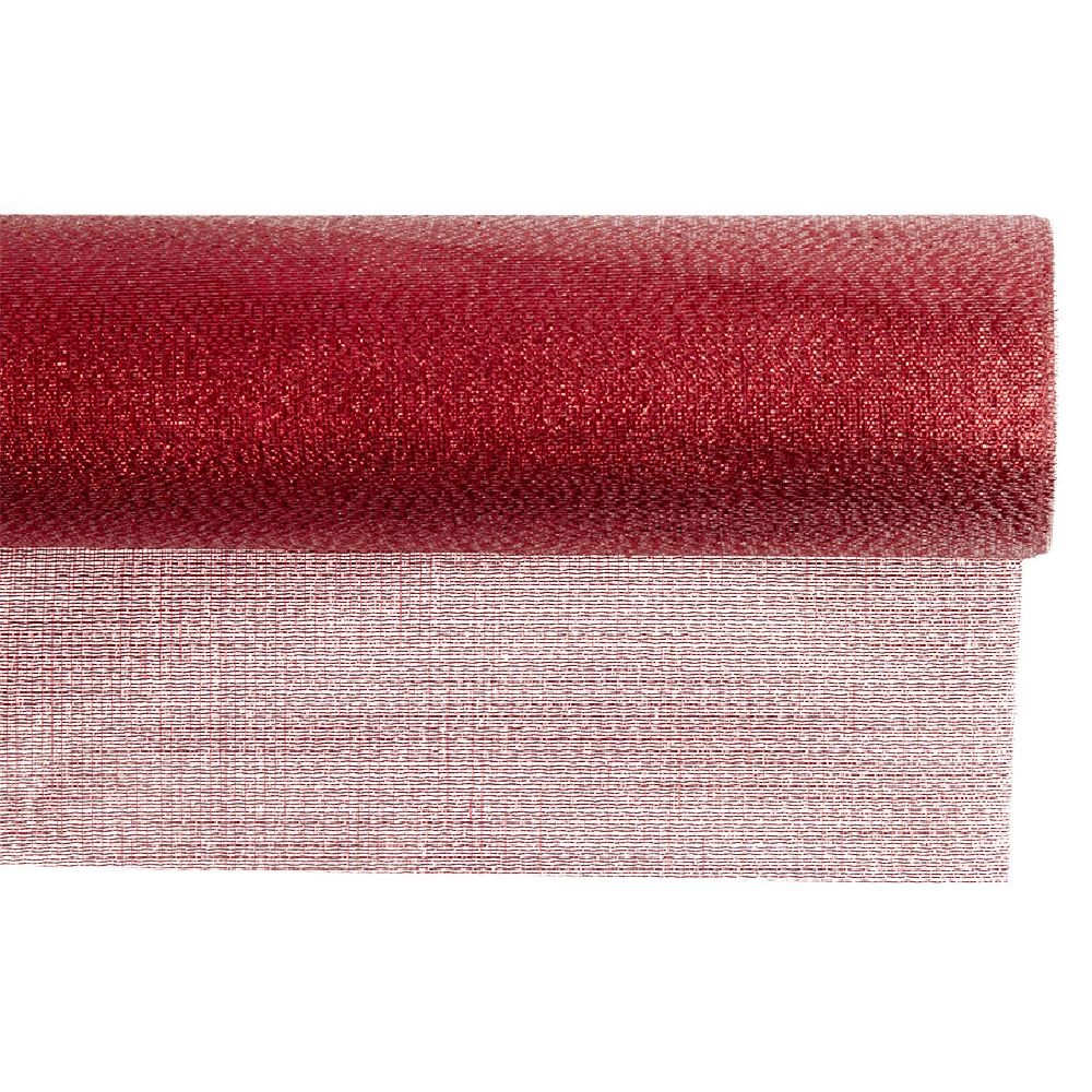 chemin de table en tissu rouge irisé (GiFi-572902X)