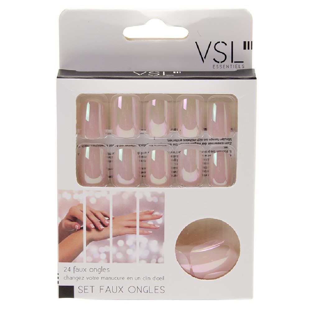 kit de faux ongles en acrylique rose clair effet miroir (GiFi-573174X)