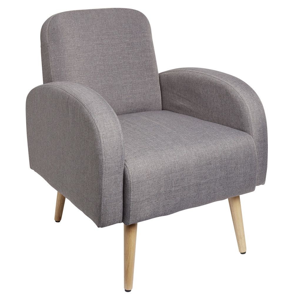 fauteuil avec accoudoir gris et pied naturel (GiFi-574719X)