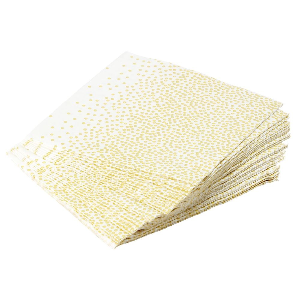 serviette en papier blanc motif pois doré x20 (GiFi-575073X)