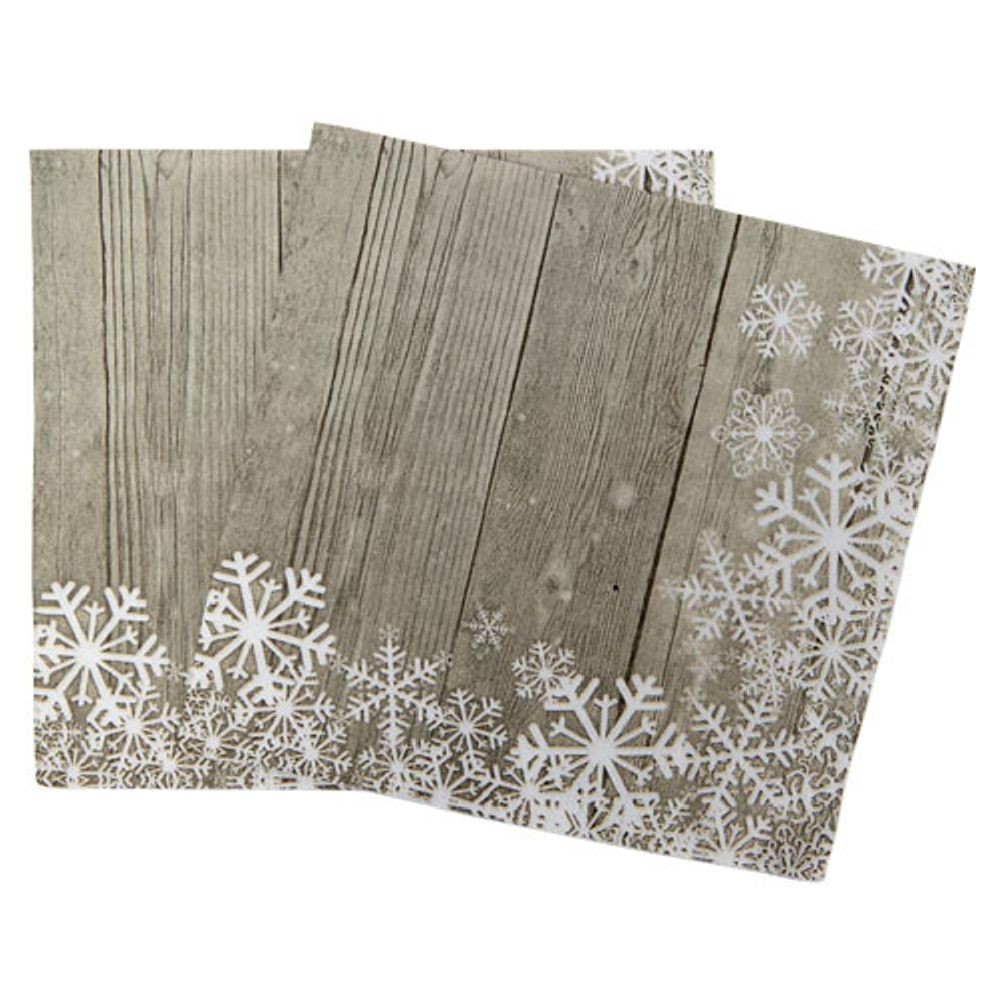 serviette en papier motif flocons blanc naturel x20 (GiFi-575086X)