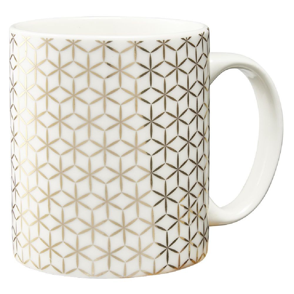 mug imprimé géométrique doré et blanc (GiFi-575640X)