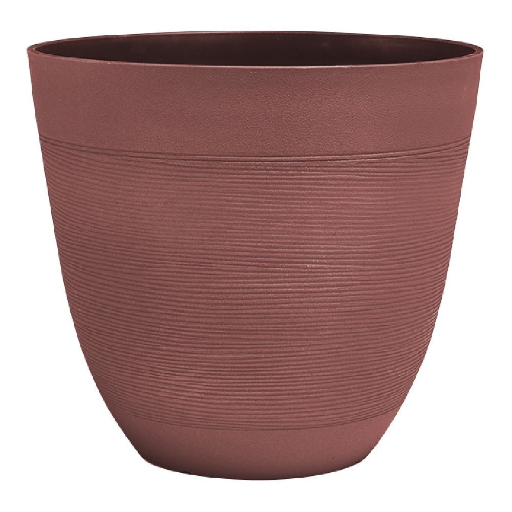 cache pot plastique relief strié rouge terracotta grand modèle Ø40cm (GiFi-577564X)