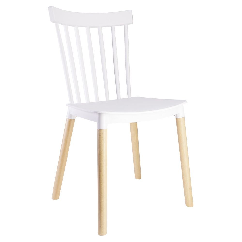 chaise lida blanche avec pieds en bois naturel x2 (GiFi-580078X)