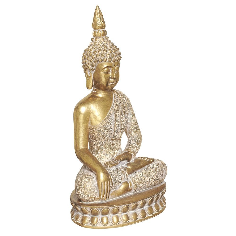 bouddha assis résine doré h38,5 cm (GiFi-580319X)
