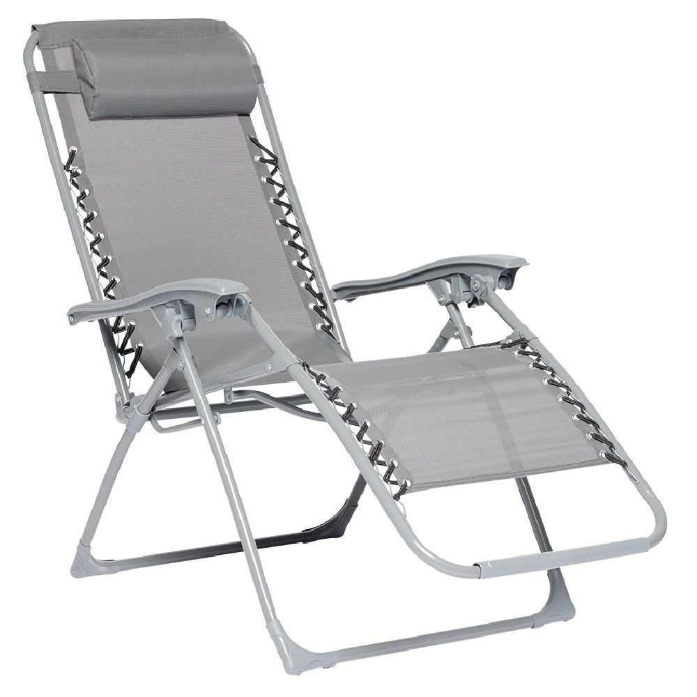 fauteuil relax inclinable avec têtière gris (GiFi-580526X)
