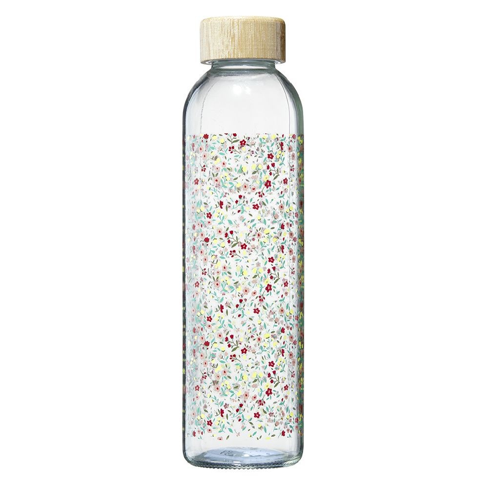 bouteille en verre 730 ml motif floral multicolore (GiFi-581947X)