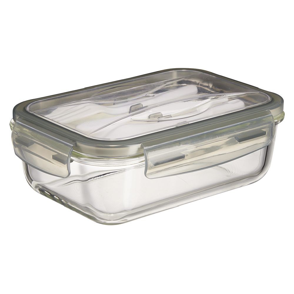 boîte lunchbox en verre avec couverts en plastique 1,2l (GiFi-583395X)
