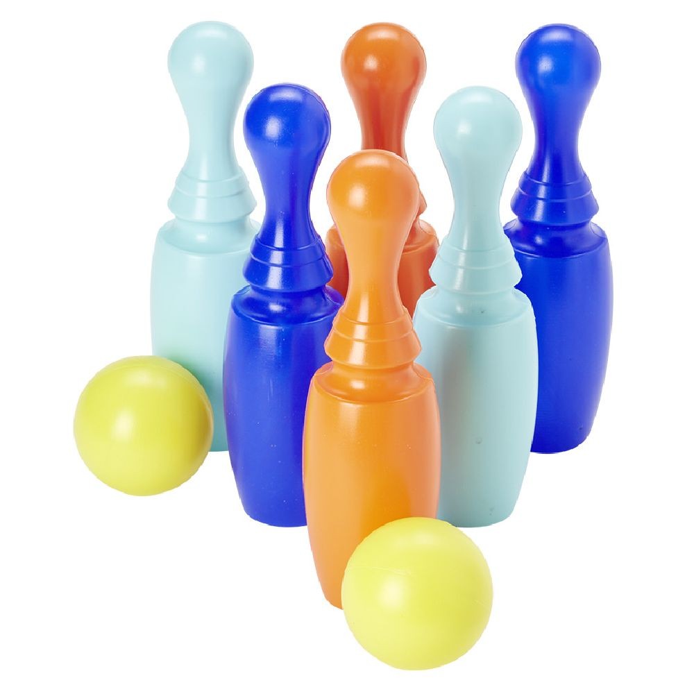 quille en plastique pour bowling bleu et orange x6 (GiFi-583539X)