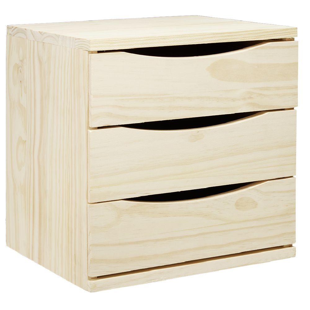 bloc 3 tiroirs pin massif l.36 x p.30 x h.36 cm (GiFi-583619X)