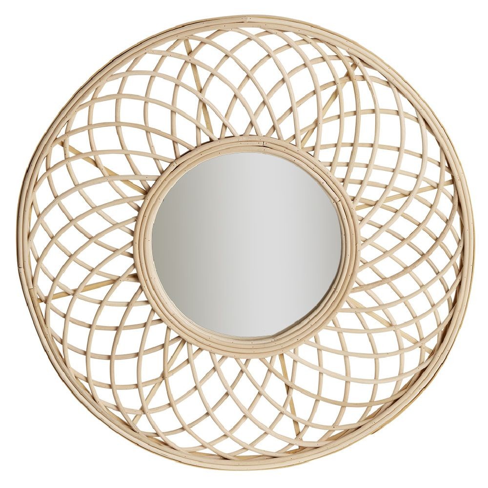 miroir rond décor rotin tressé naturel (GiFi-583835X)